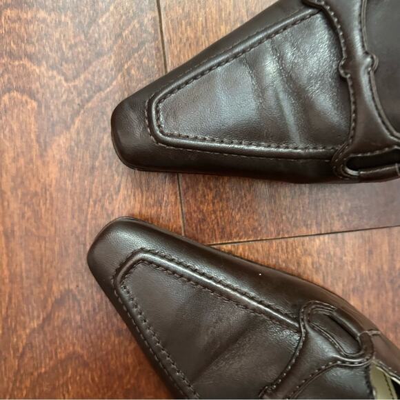 Antonio Melani Brown 90s Style Pointed Square Toes Women's Spool Heels, Size 7 - Picture 6 of 16